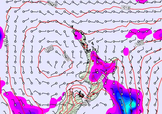 North Island forecast chart for Tuesday, February 10th, 2026 at 6:00 AM