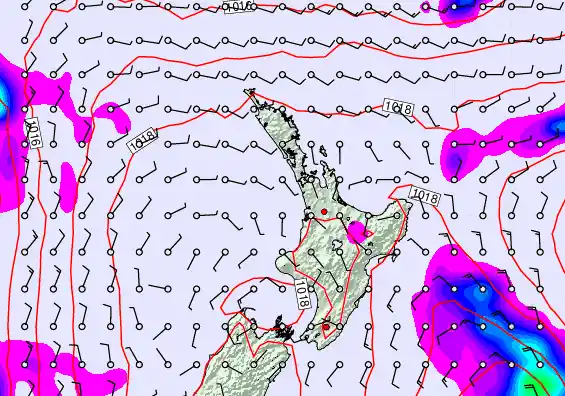 North Island forecast chart for Tuesday, February 10th, 2026 at 6:00 PM
