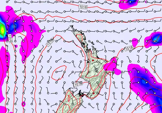 North Island forecast chart for Wednesday, February 11th, 2026 at 12:00 AM