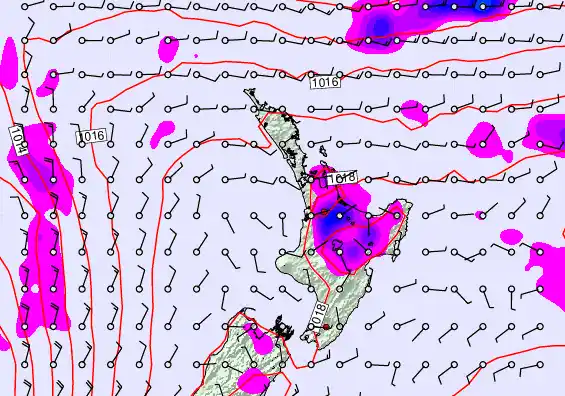 North Island forecast chart for Wednesday, February 11th, 2026 at 12:00 PM