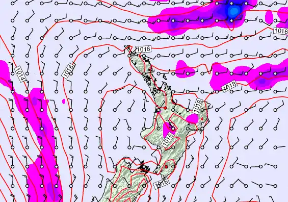 North Island forecast chart for Thursday, February 12th, 2026 at 12:00 AM