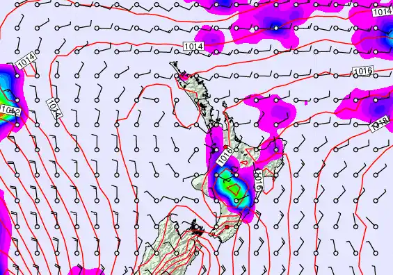 North Island forecast chart for Thursday, February 12th, 2026 at 6:00 AM