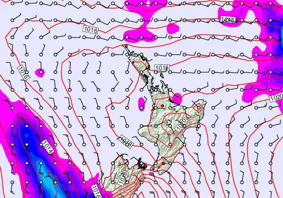 North Island forecast chart for Thursday, February 12th, 2026 at 6:00 PM