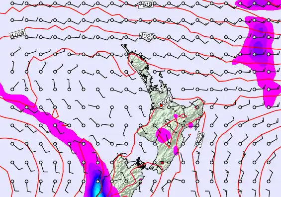 North Island forecast chart for Friday, February 13th, 2026 at 12:00 PM