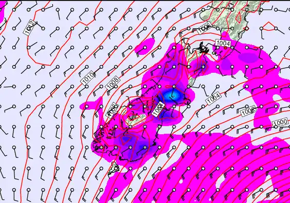 South Island forecast chart for Saturday, December 20th, 2025 at 6:00 AM