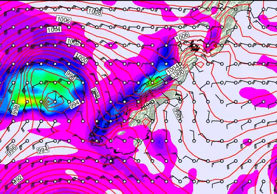 South Island forecast chart for Friday, December 26th, 2025 at 12:00 AM
