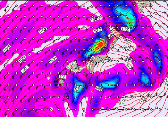 South Island forecast chart for Friday, December 26th, 2025 at 6:00 PM