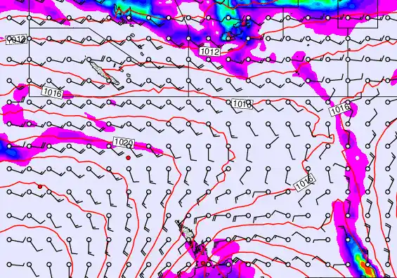 New Zealand to Fiji forecast chart for Thursday, November 21st, 2024 at 6:00 AM