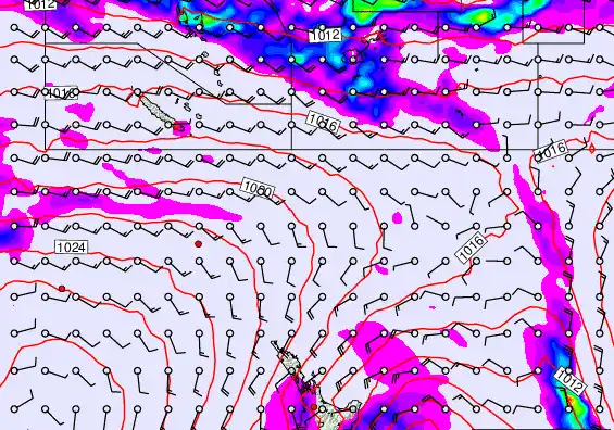 New Zealand to Fiji forecast chart for Thursday, November 21st, 2024 at 12:00 PM