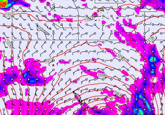 New Zealand to Fiji forecast chart for Thursday, May 1st, 2025 at 6:00 AM