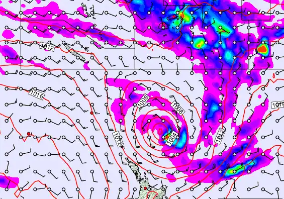 New Zealand to Fiji forecast chart for Wednesday, December 10th, 2025 at 12:00 PM