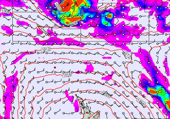 New Zealand to Fiji forecast chart for Saturday, December 13th, 2025 at 12:00 PM