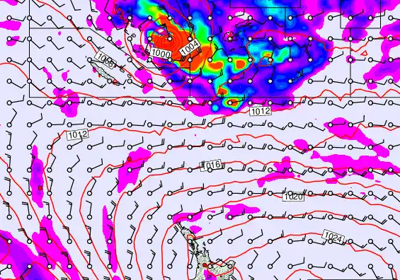 New Zealand to Fiji forecast chart for Sunday, December 14th, 2025 at 12:00 PM