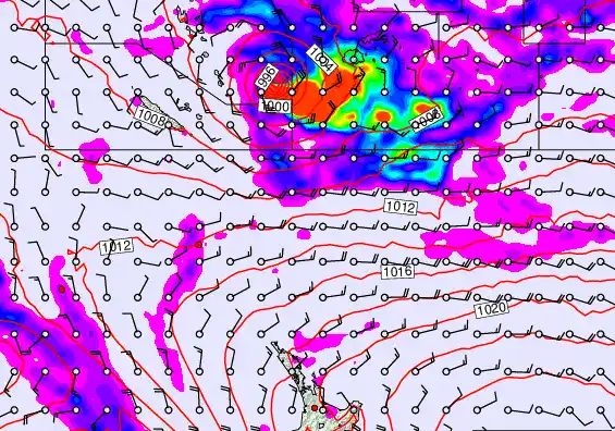 New Zealand to Fiji forecast chart for Monday, December 15th, 2025 at 12:00 AM