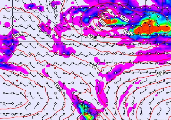 New Zealand to Fiji forecast chart for Tuesday, December 16th, 2025 at 12:00 PM