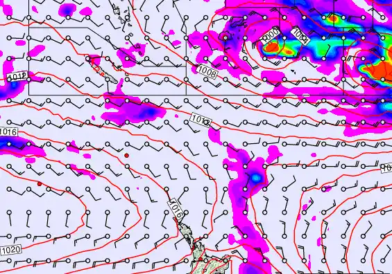 New Zealand to Fiji forecast chart for Wednesday, December 17th, 2025 at 12:00 AM