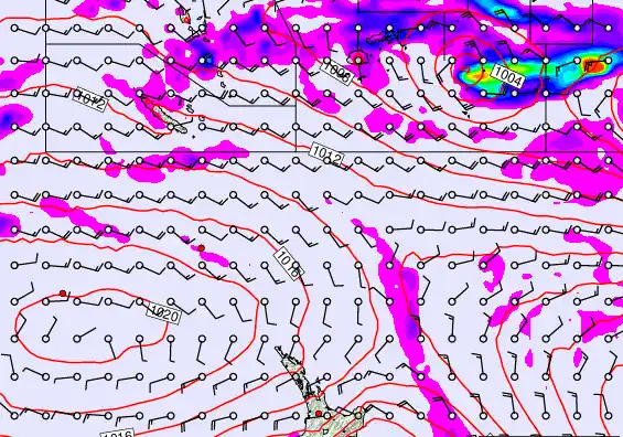 New Zealand to Fiji forecast chart for Wednesday, December 17th, 2025 at 12:00 PM