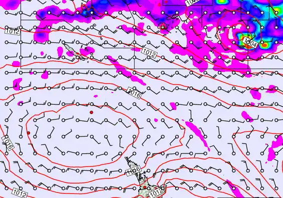 New Zealand to Fiji forecast chart for Thursday, December 18th, 2025 at 12:00 PM