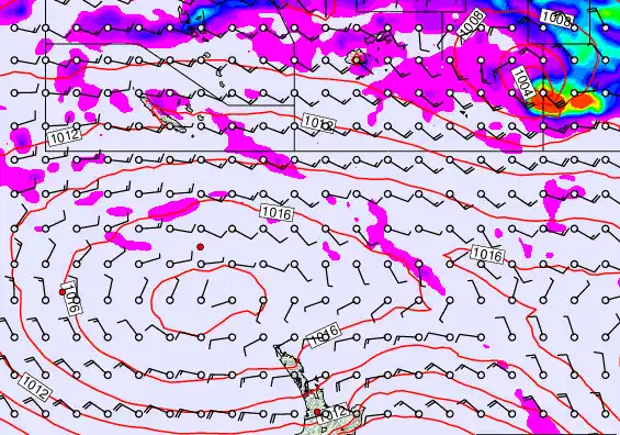 New Zealand to Fiji forecast chart for Thursday, December 18th, 2025 at 6:00 PM
