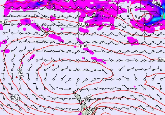 New Zealand to Fiji forecast chart for Friday, December 19th, 2025 at 12:00 PM