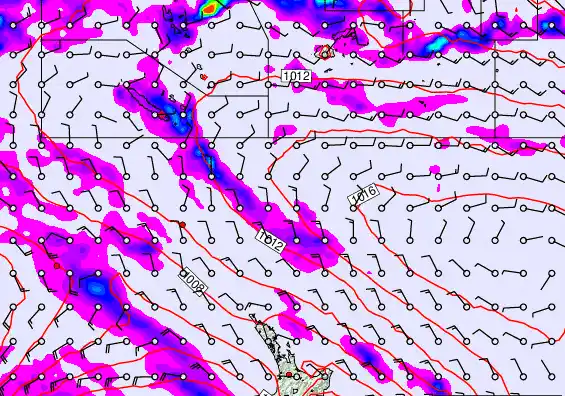 New Zealand to Fiji forecast chart for Thursday, December 25th, 2025 at 12:00 PM