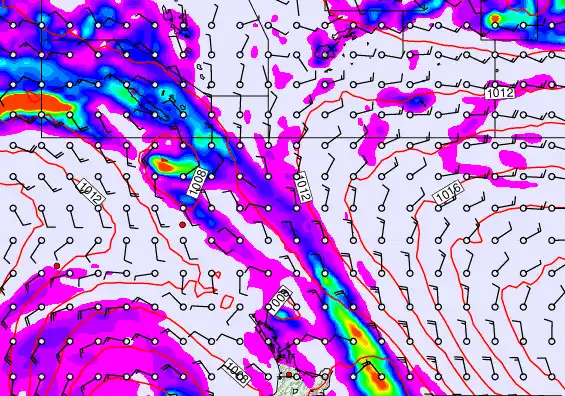 New Zealand to Fiji forecast chart for Saturday, December 27th, 2025 at 12:00 PM