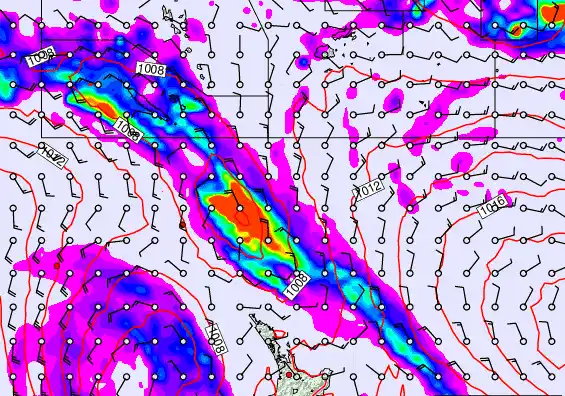 New Zealand to Fiji forecast chart for Sunday, December 28th, 2025 at 12:00 AM