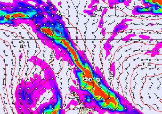 New Zealand to Fiji forecast chart for Sunday, December 28th, 2025 at 12:00 PM