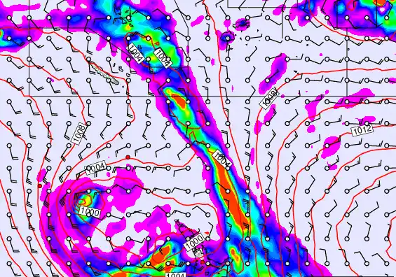 New Zealand to Fiji forecast chart for Monday, December 29th, 2025 at 6:00 AM