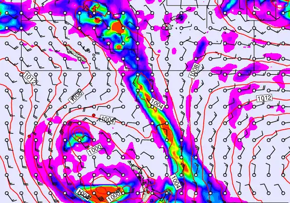 New Zealand to Fiji forecast chart for Monday, December 29th, 2025 at 12:00 PM