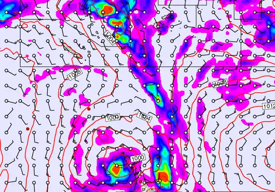 New Zealand to Fiji forecast chart for Tuesday, December 30th, 2025 at 12:00 PM
