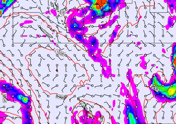 New Zealand to Fiji forecast chart for Thursday, January 1st, 2026 at 12:00 AM