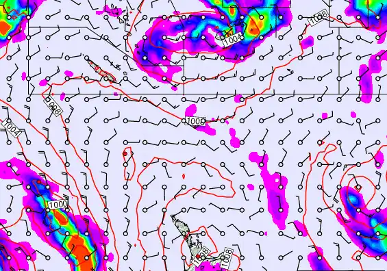 New Zealand to Fiji forecast chart for Thursday, January 1st, 2026 at 12:00 PM