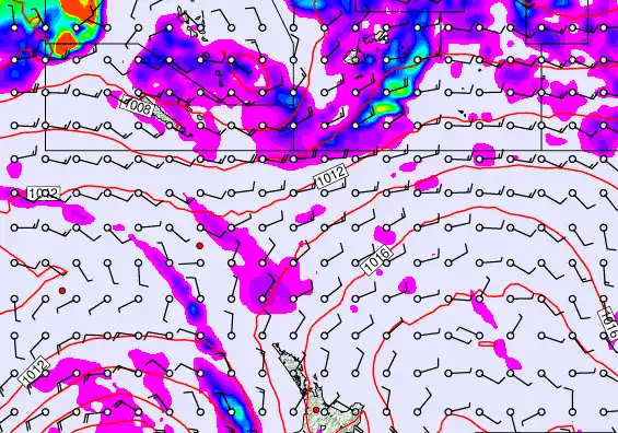 New Zealand to Fiji forecast chart for Saturday, January 3rd, 2026 at 12:00 PM