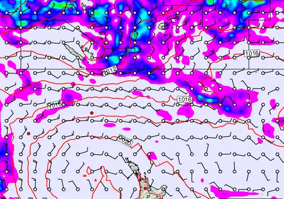New Zealand to Fiji forecast chart for Monday, February 9th, 2026 at 12:00 AM
