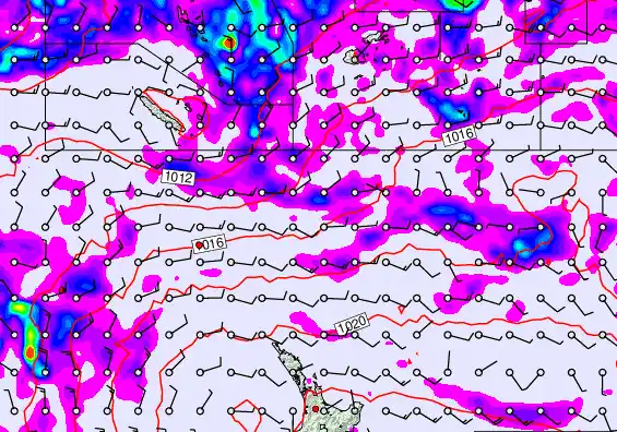 New Zealand to Fiji forecast chart for Monday, February 9th, 2026 at 6:00 PM