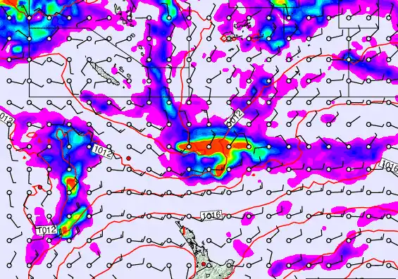 New Zealand to Fiji forecast chart for Wednesday, February 11th, 2026 at 12:00 AM