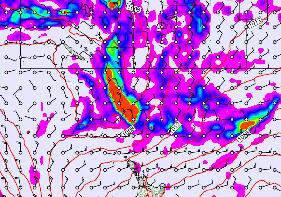 New Zealand to Fiji forecast chart for Thursday, February 12th, 2026 at 12:00 AM