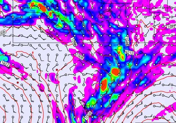 New Zealand to Fiji forecast chart for Friday, February 13th, 2026 at 12:00 PM
