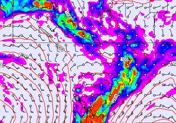 New Zealand to Fiji forecast chart for Saturday, February 14th, 2026 at 12:00 AM