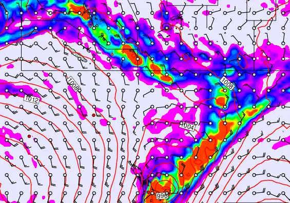 New Zealand to Fiji forecast chart for Saturday, February 14th, 2026 at 6:00 AM