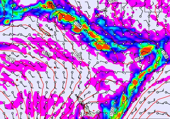 New Zealand to Fiji forecast chart for Saturday, February 14th, 2026 at 6:00 PM