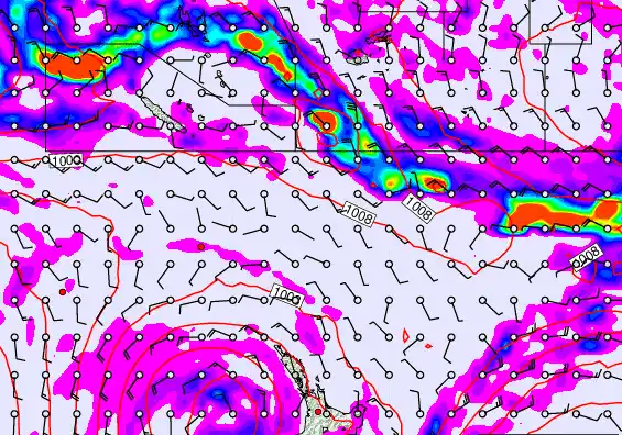 New Zealand to Fiji forecast chart for Monday, February 16th, 2026 at 12:00 AM