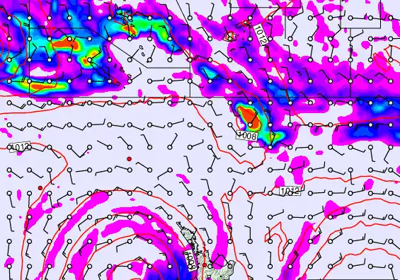 New Zealand to Fiji forecast chart for Monday, February 16th, 2026 at 12:00 PM
