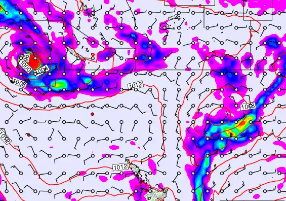 New Zealand to Fiji forecast chart for Wednesday, February 18th, 2026 at 12:00 AM