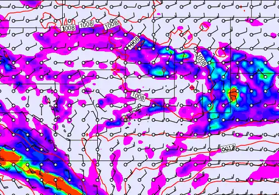 Pacific Islands forecast chart for Sunday, December 28th, 2025 at 12:00 PM