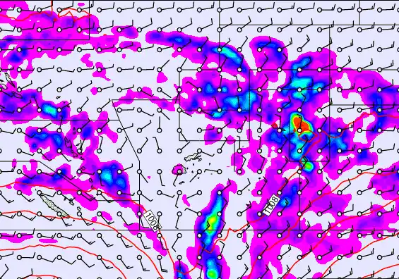 Pacific Islands forecast chart for Thursday, January 1st, 2026 at 12:00 AM
