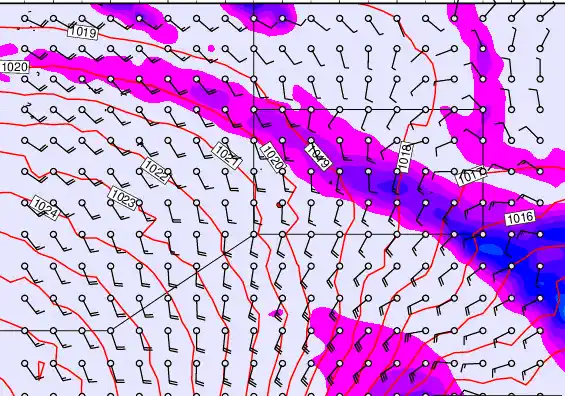 Pitcairn Island forecast chart for Friday, September 19th, 2025 at 6:00 AM