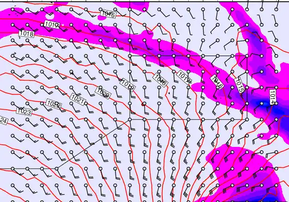 Pitcairn Island forecast chart for Friday, September 19th, 2025 at 12:00 PM