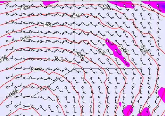 Pitcairn Island forecast chart for Saturday, September 20th, 2025 at 6:00 PM